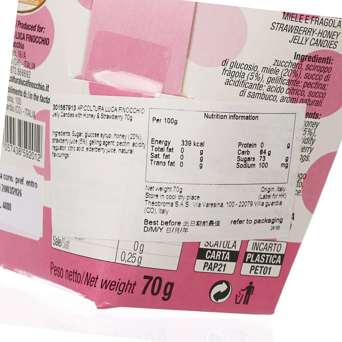 APICOLTURA LUCA FINOCCHIO 蜂蜜士多啤梨軟糖 (70g)