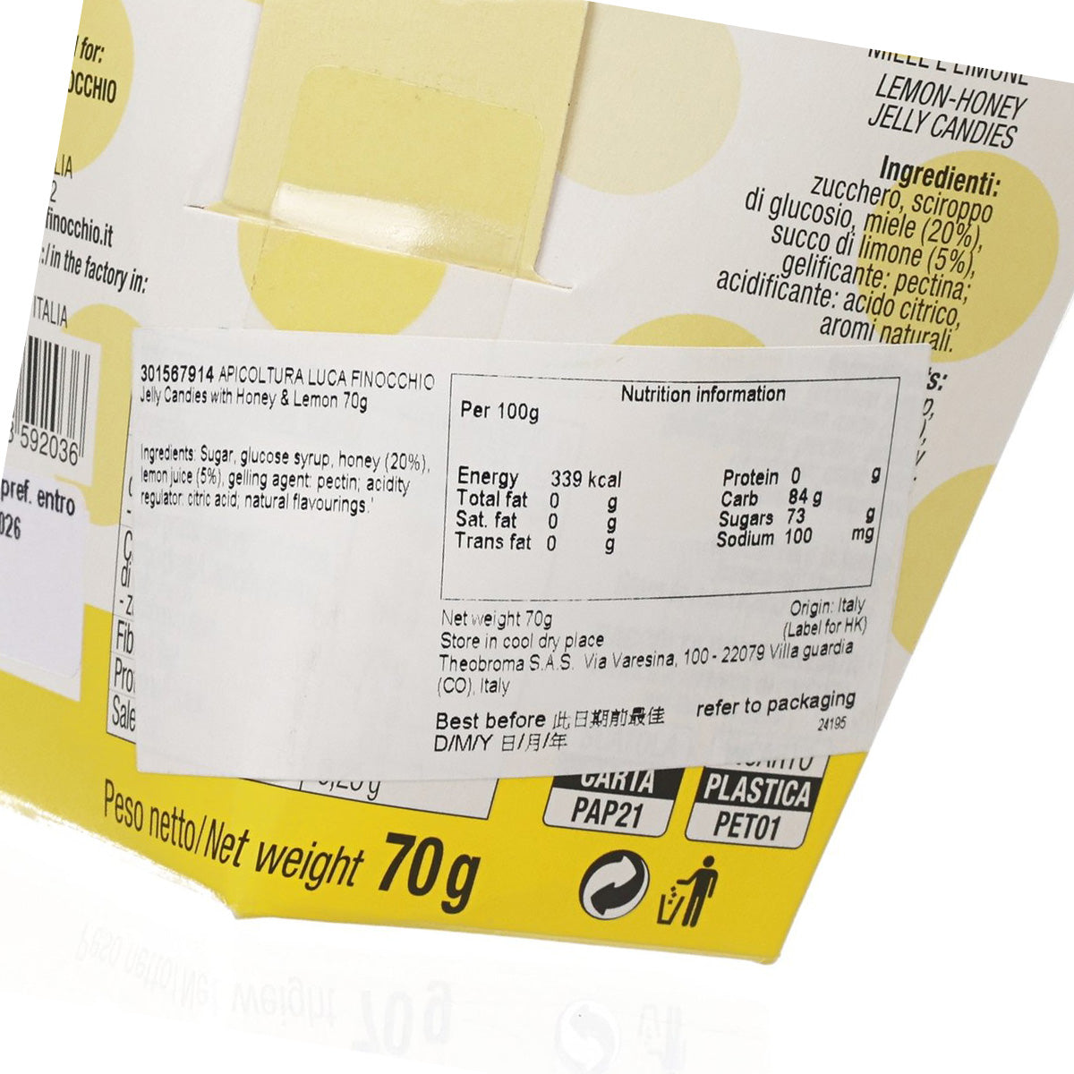 APICOLTURA LUCA FINOCCHIO 蜂蜜檸檬軟糖  (70g)